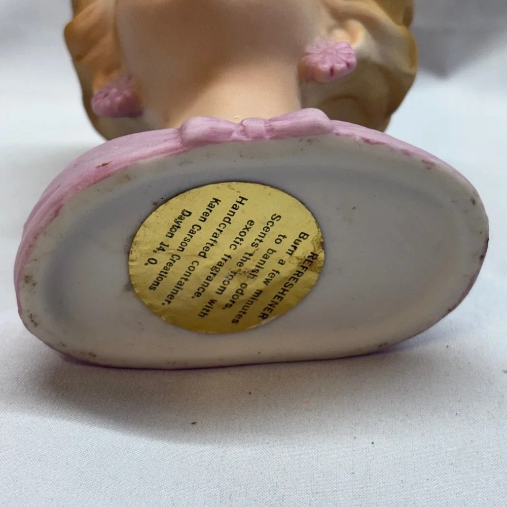 Karen Carson Lady Head Bust Candle Pink Gold Vintage Good Handcrafted Ceramic
